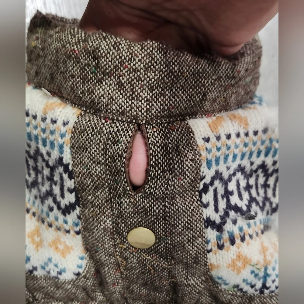 Bond & Co. Puffy Insulated Brown Tweed Dog Vest Jacket Coat Size Small